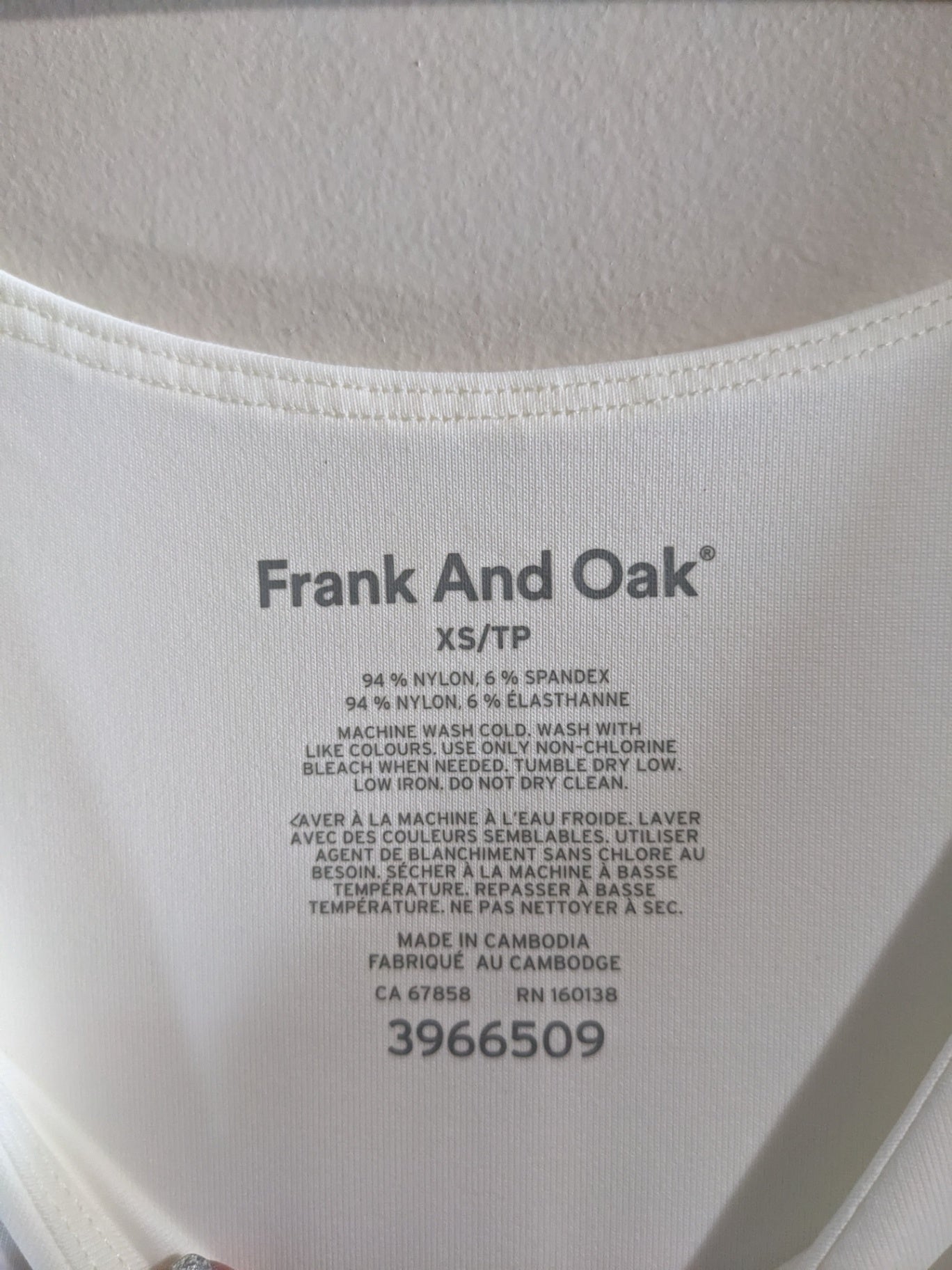 Frank And Oak White Tank - XS
