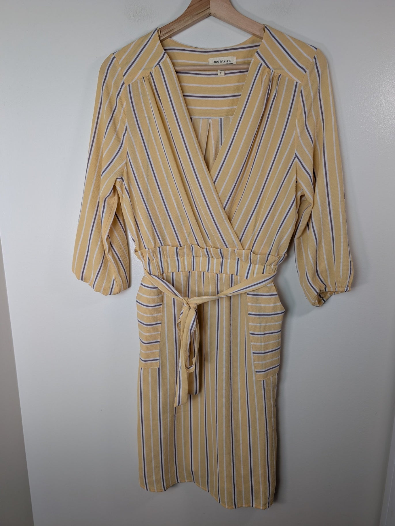 Monteau yellow striped dress - Large