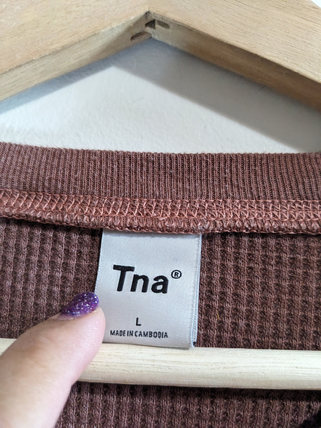 Tna Crop Waffle Knit Long Sleeve - L