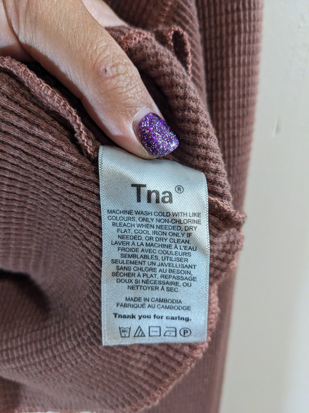 Tna Crop Waffle Knit Long Sleeve - L