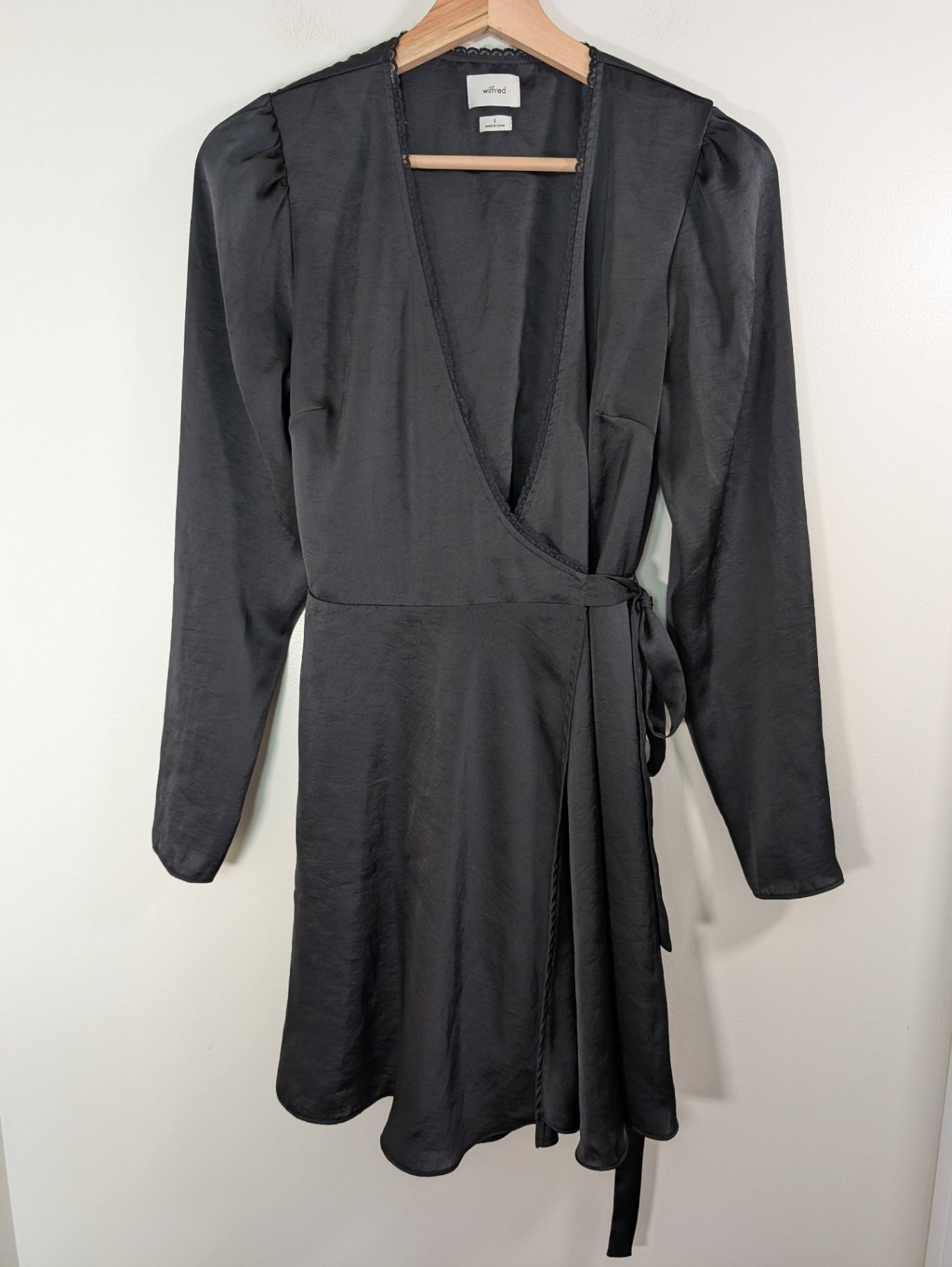Wilfred black wrap dress - S
