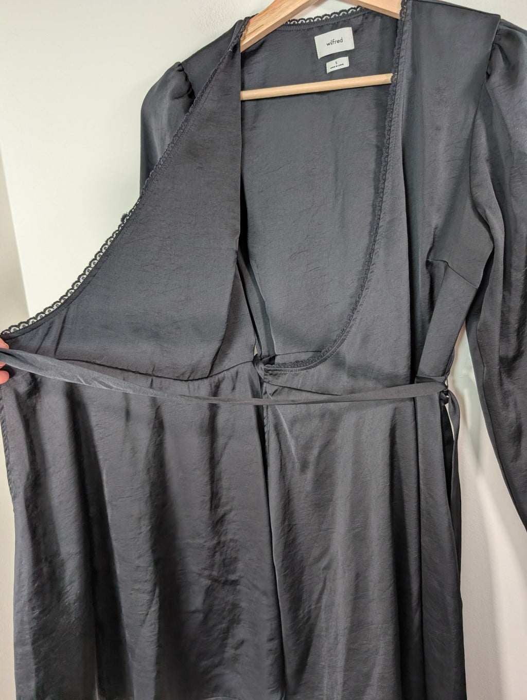 Wilfred black wrap dress - S
