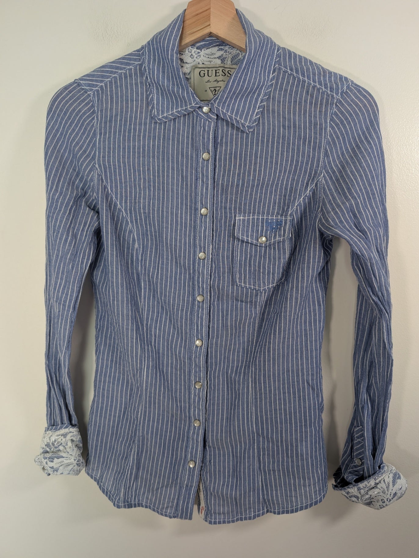 Guess snap striped long sleeve - S