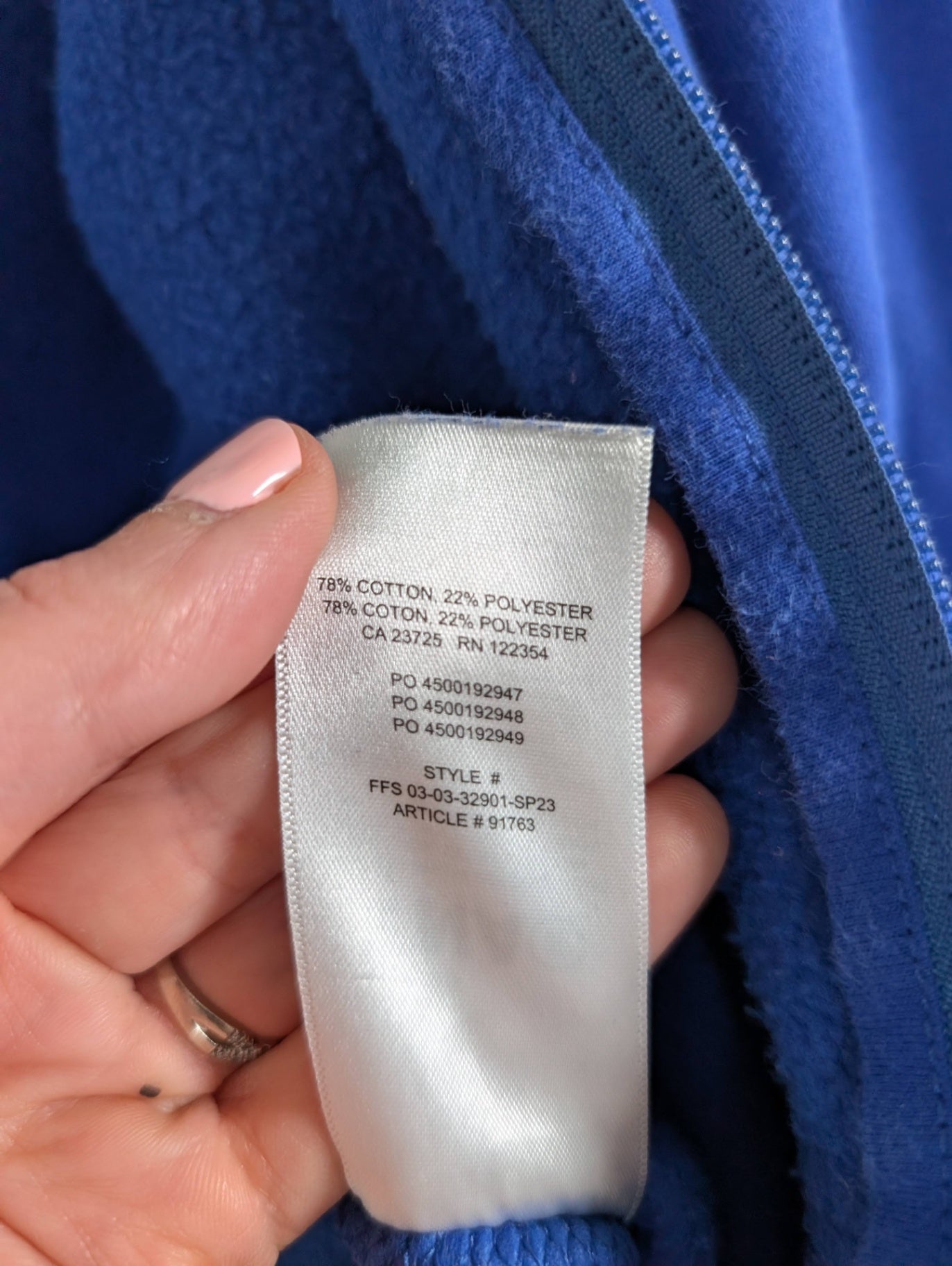 TNA blue sweatfleece zipup hoodie - 2XS