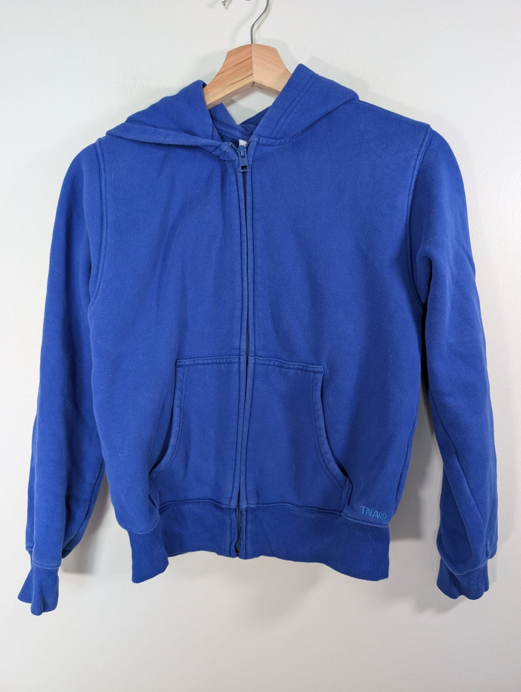 TNA blue sweatfleece zipup hoodie - 2XS