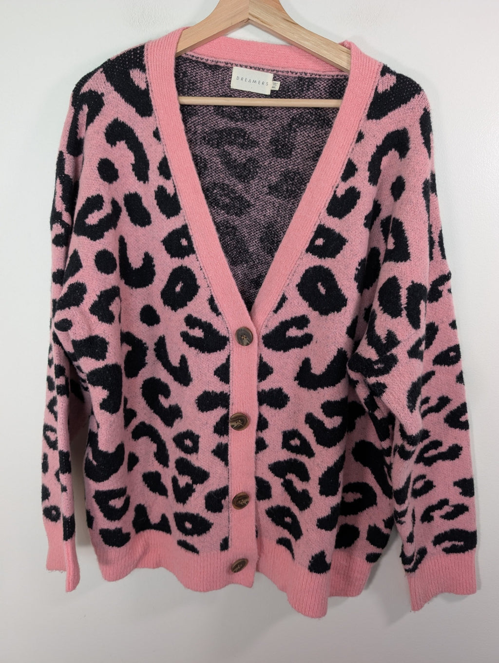 Dreamers pink leopard cardigan - M/L