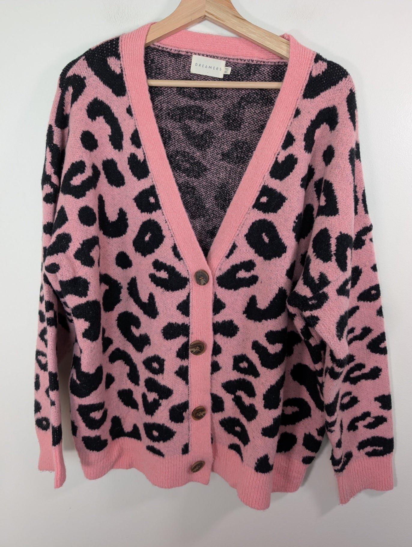Dreamers pink leopard cardigan - M/L