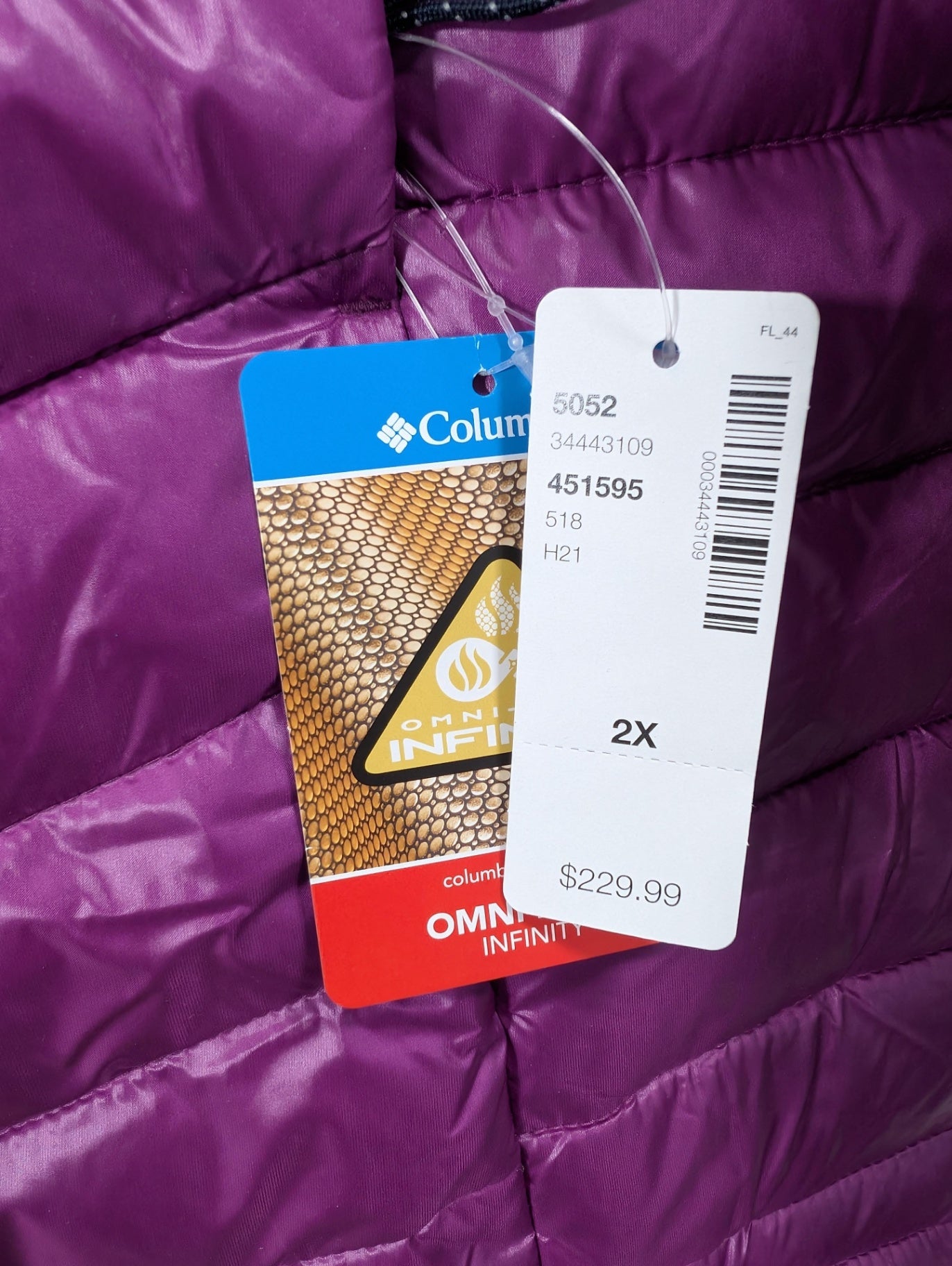 NWT Columbia metallic purple puffer - 2XL