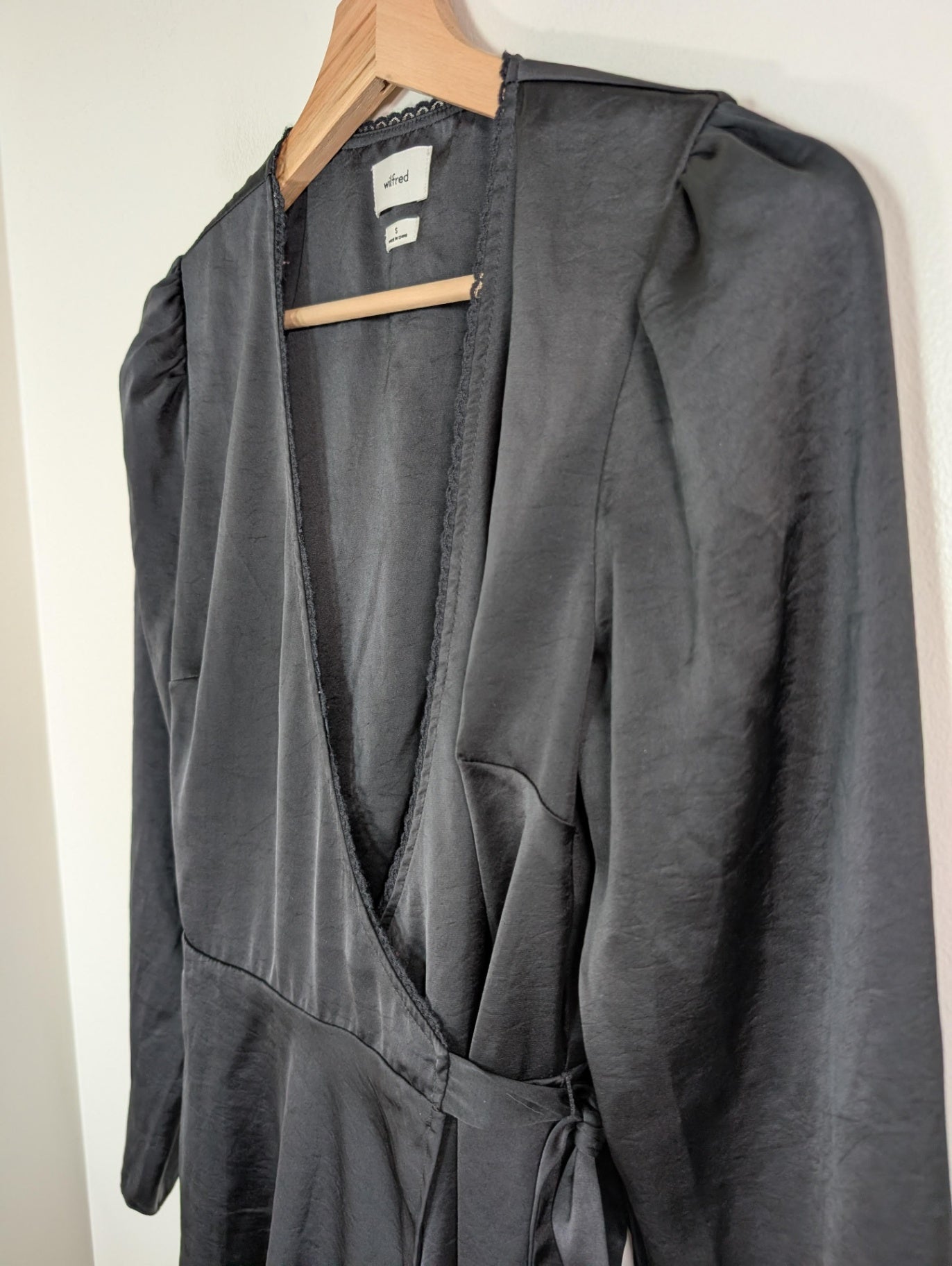 Wilfred black wrap dress - S
