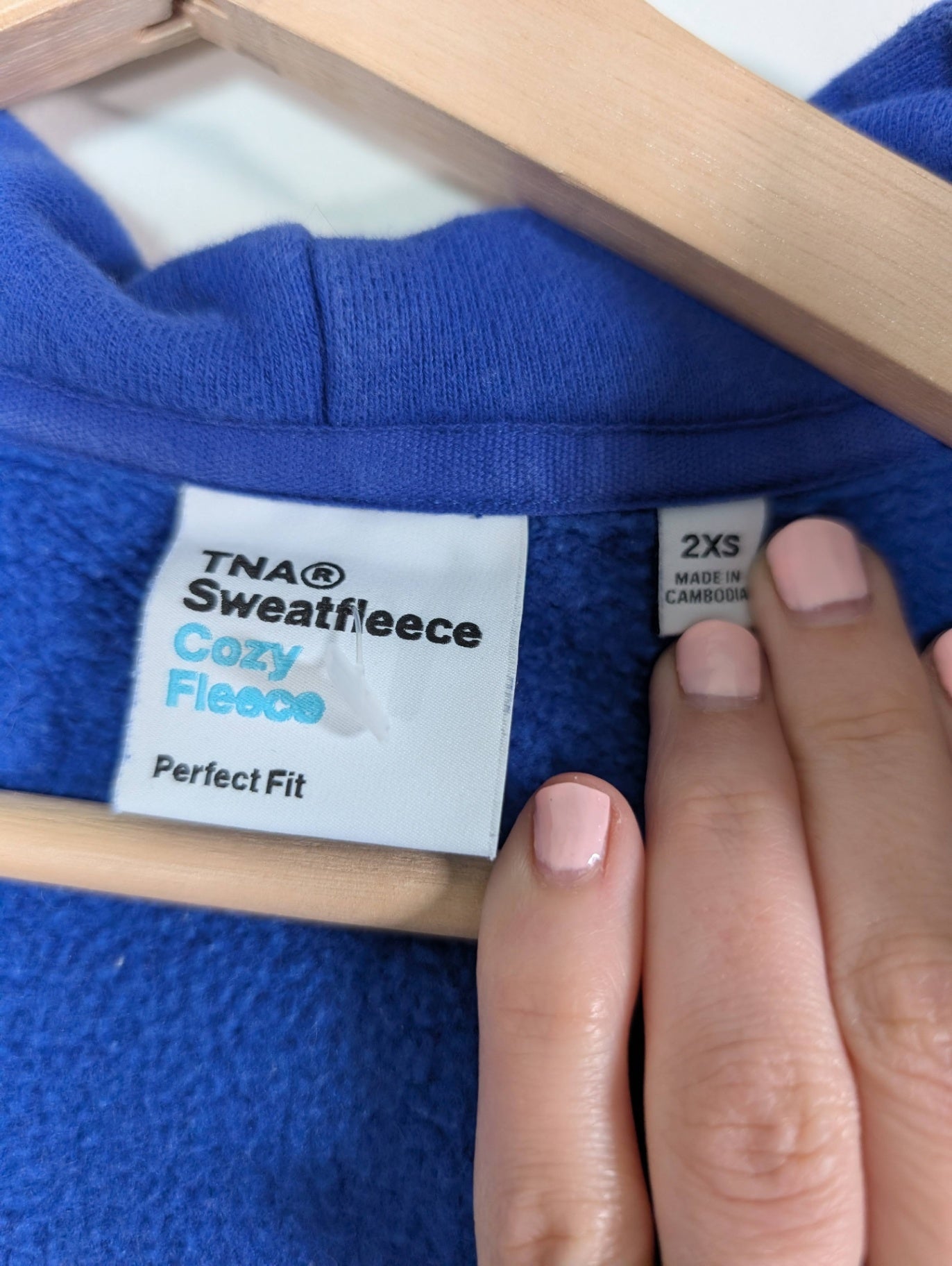 TNA blue sweatfleece zipup hoodie - 2XS