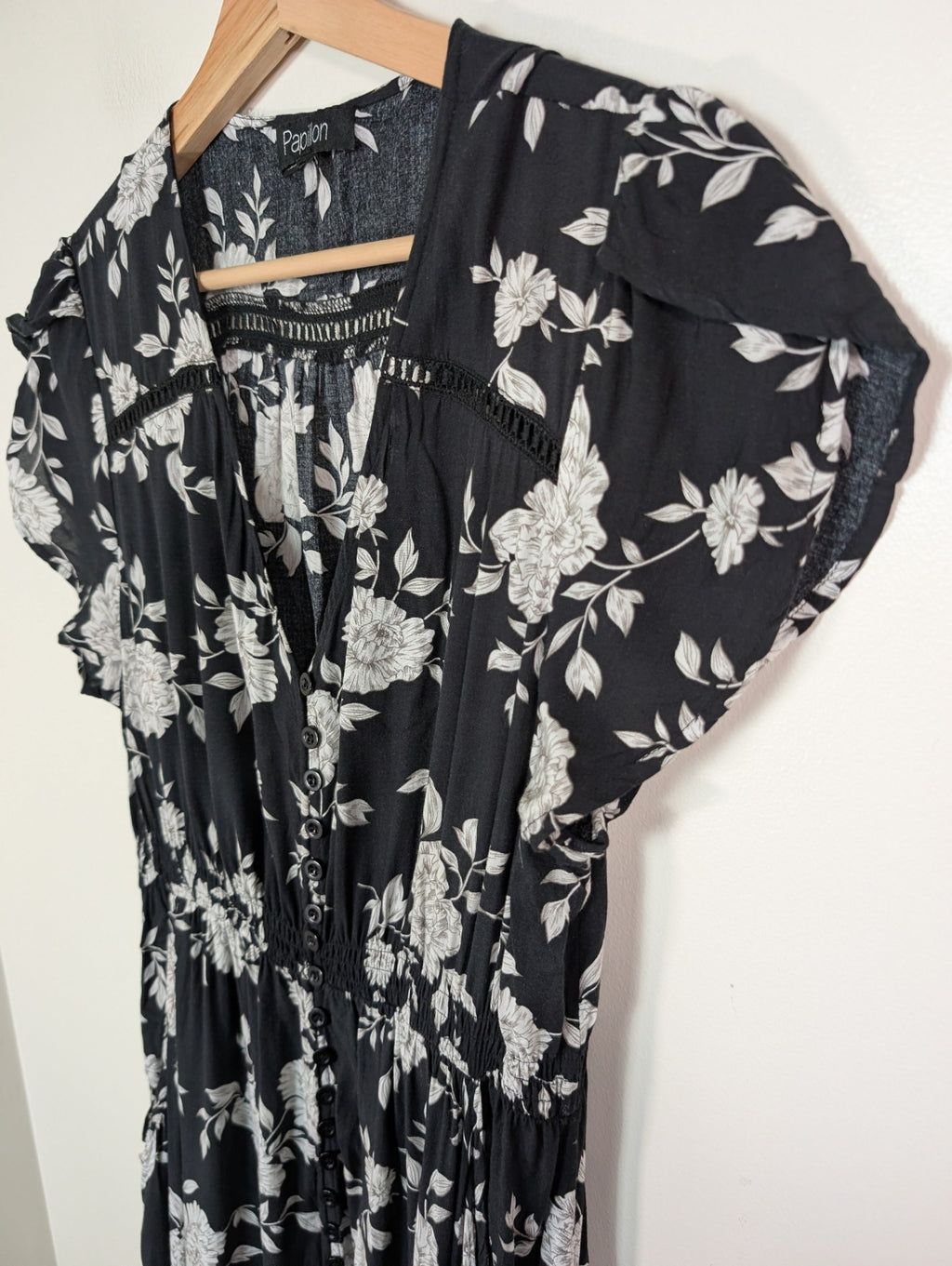 Papillon black floral maxi dress - XL