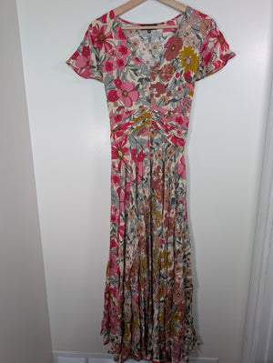 Papillon pink floral maxi dress - XL