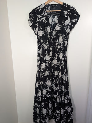 Papillon black floral maxi dress - XL