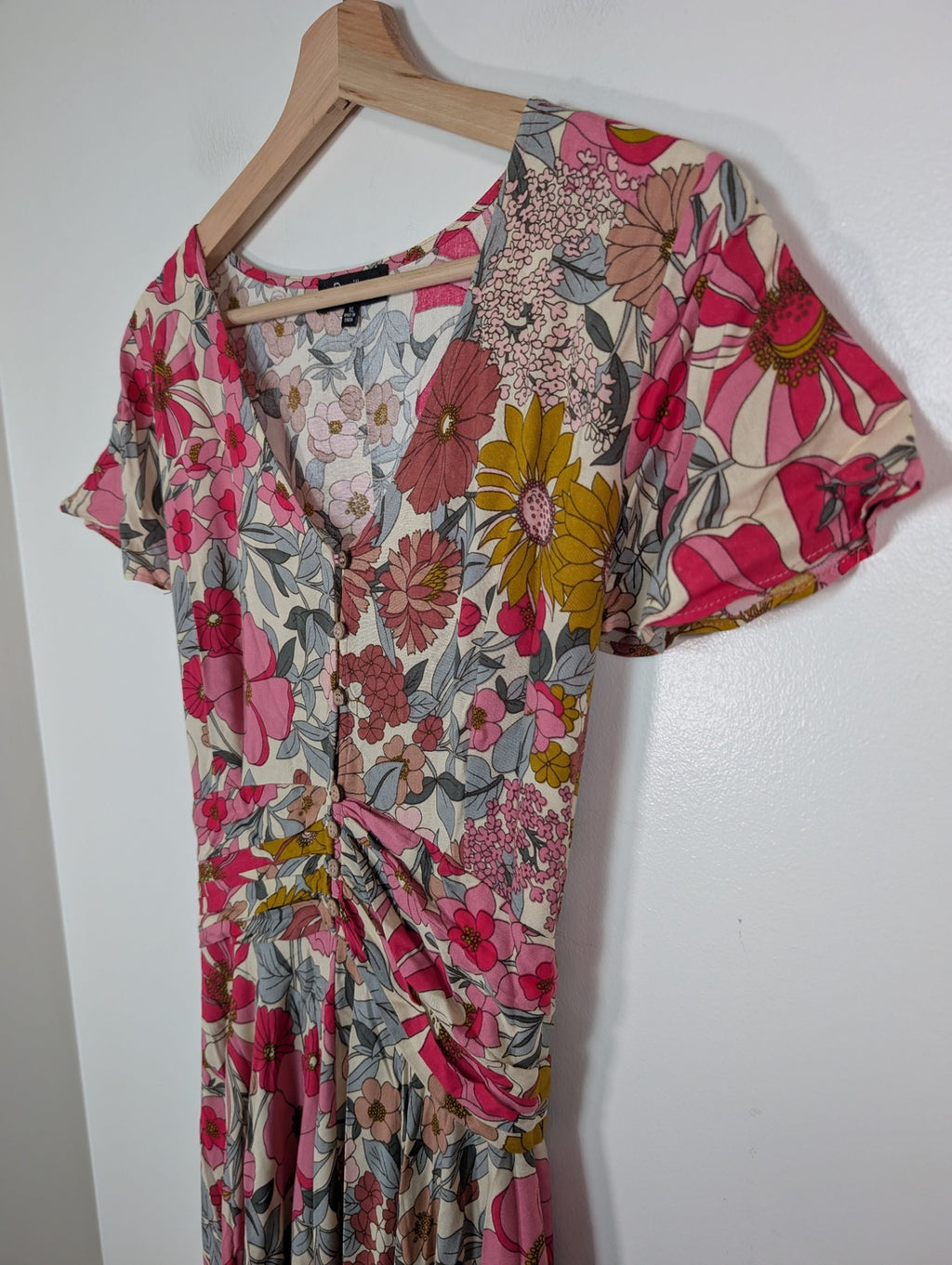 Papillon pink floral maxi dress - XL