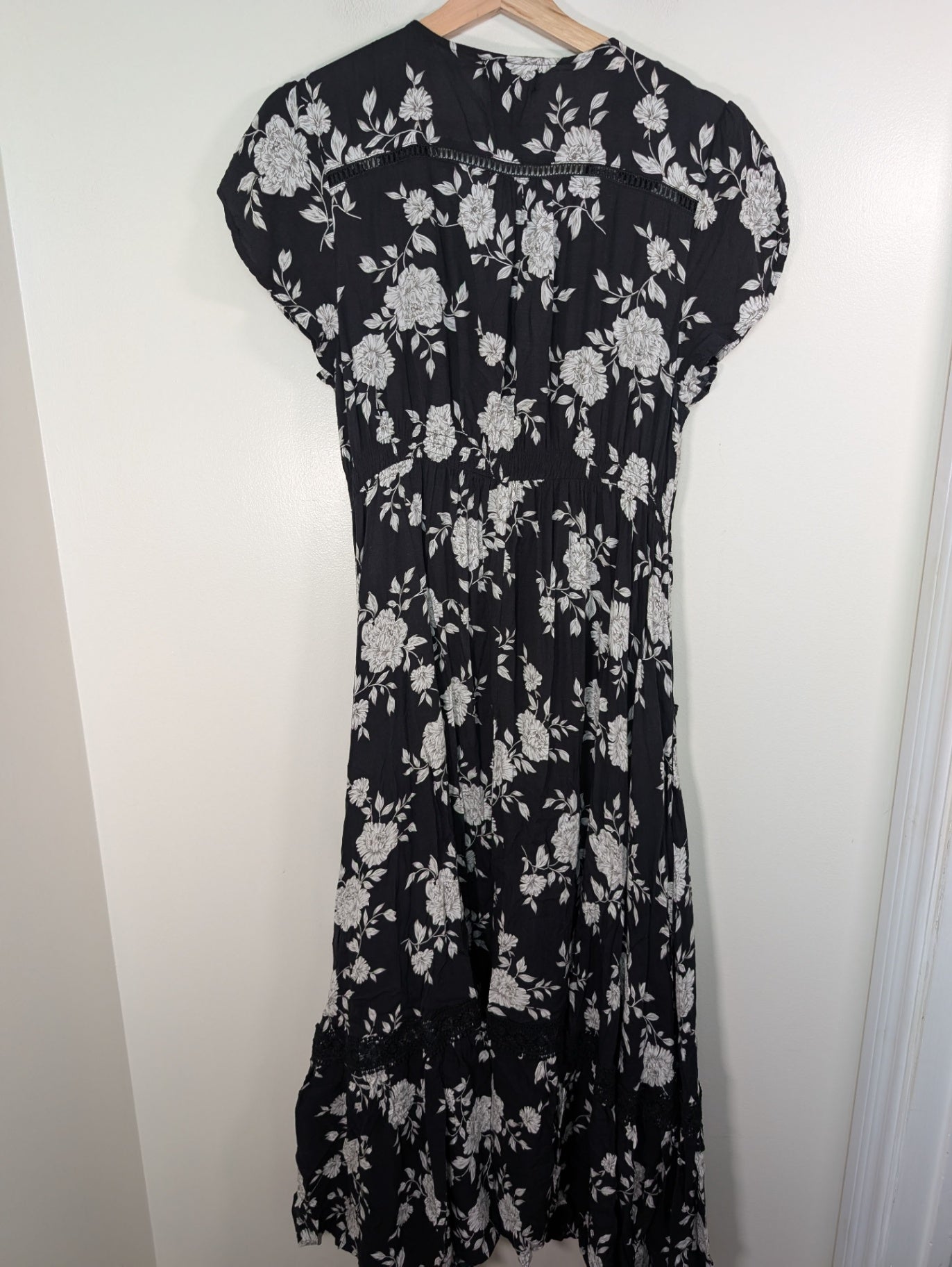 Papillon black floral maxi dress - XL