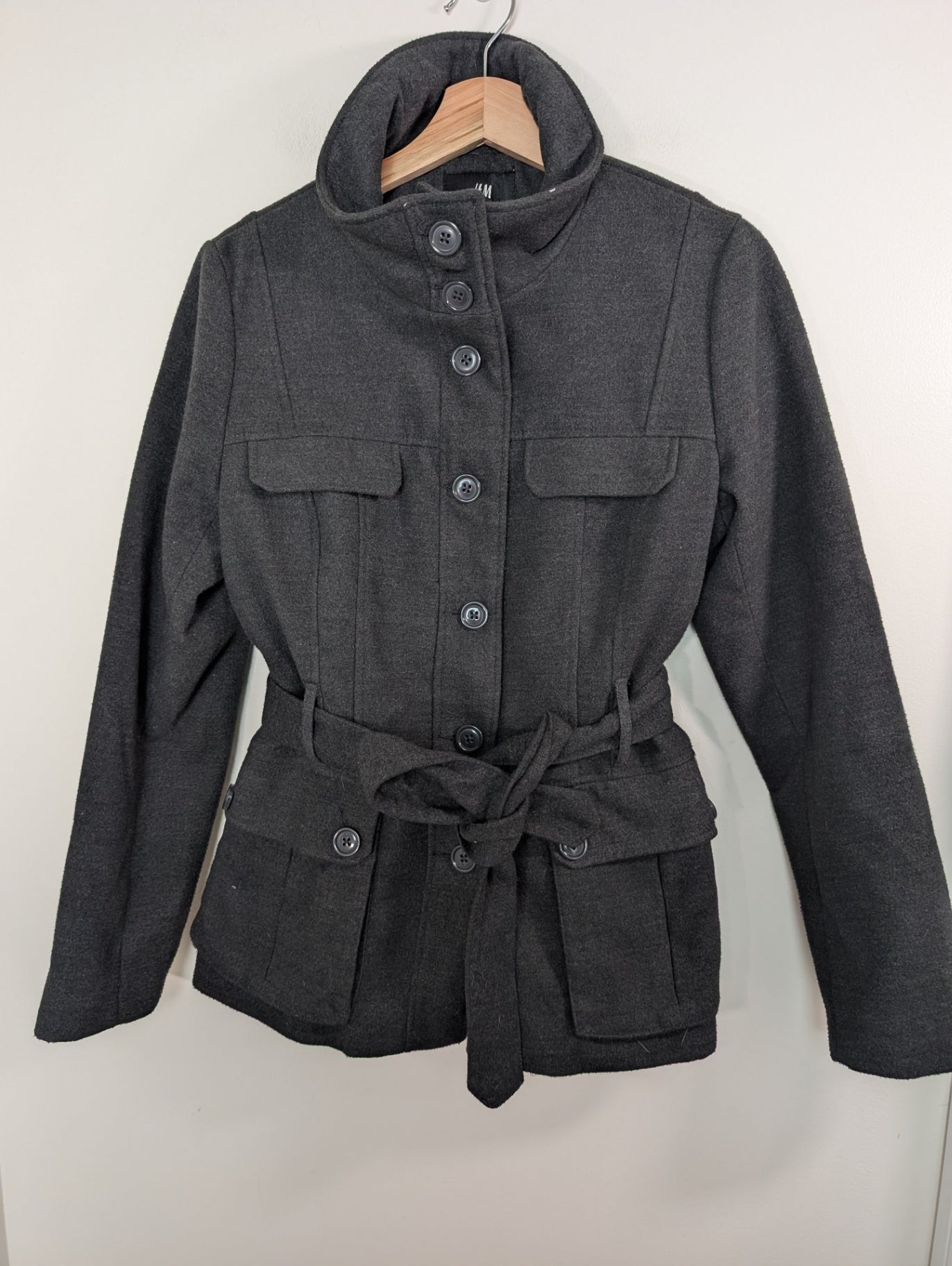 H&M grey peacoat - 12