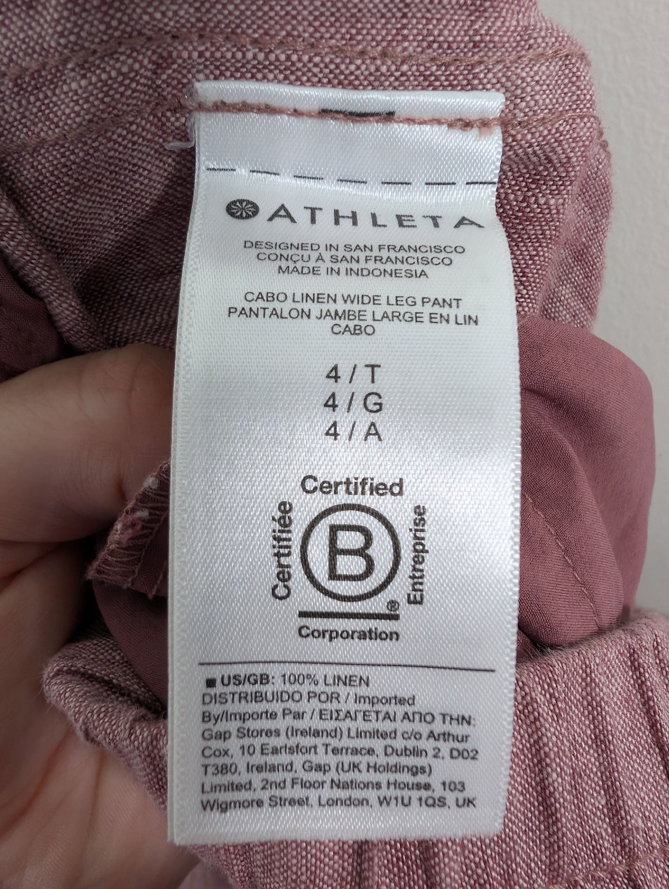 Athleta 100% linen wide leg pant - 4