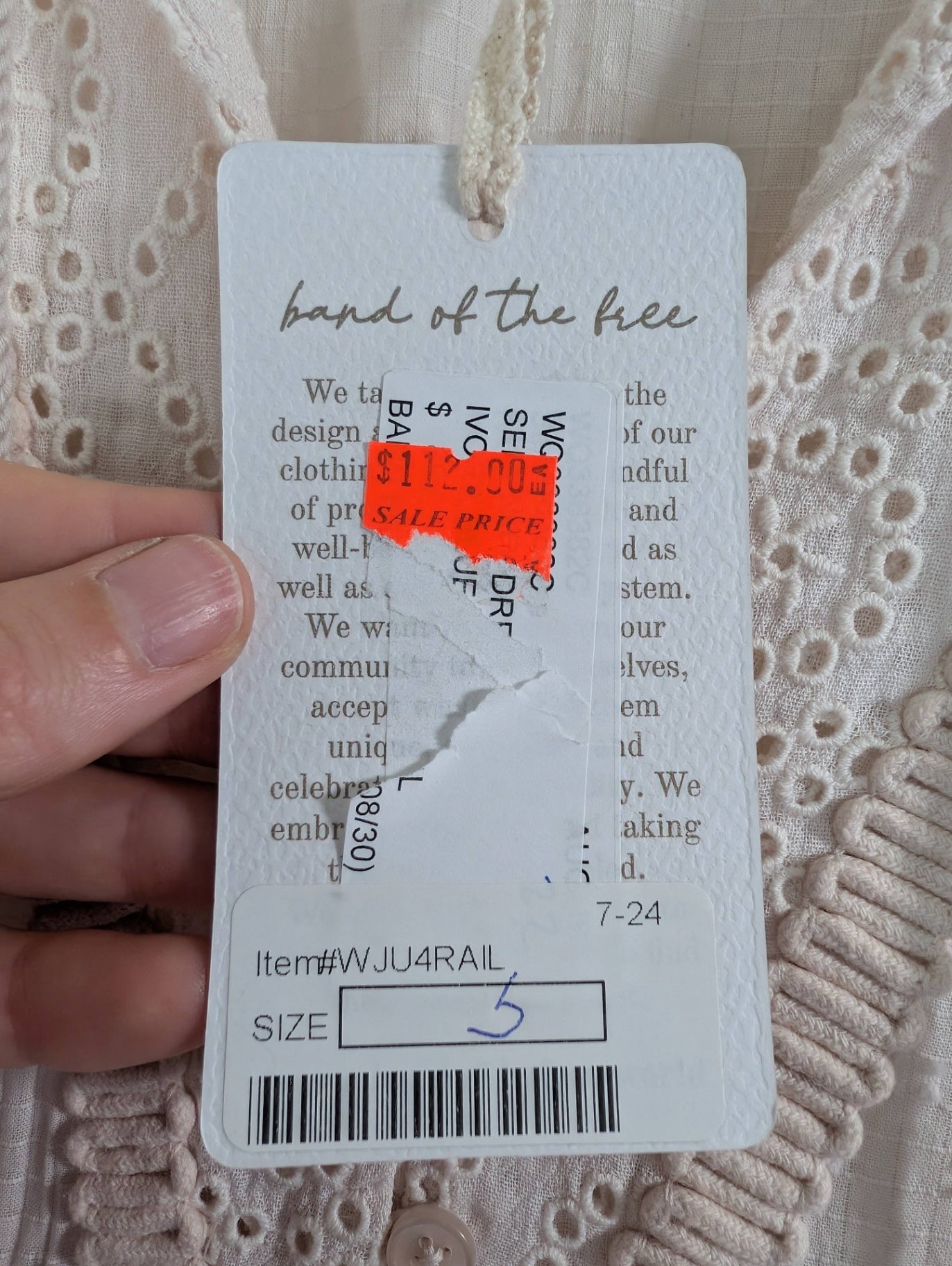 NWT band of the free dress - S