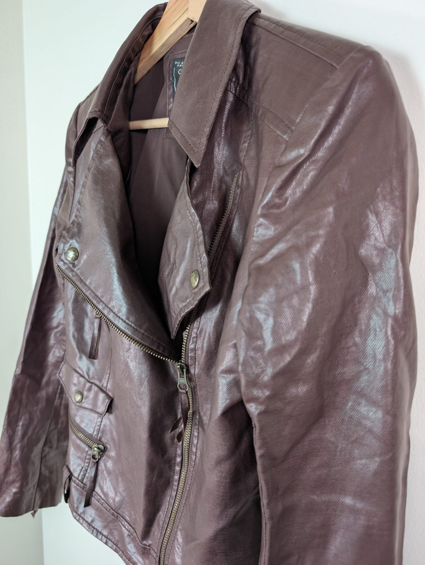 GUESS brown moto jacket - M