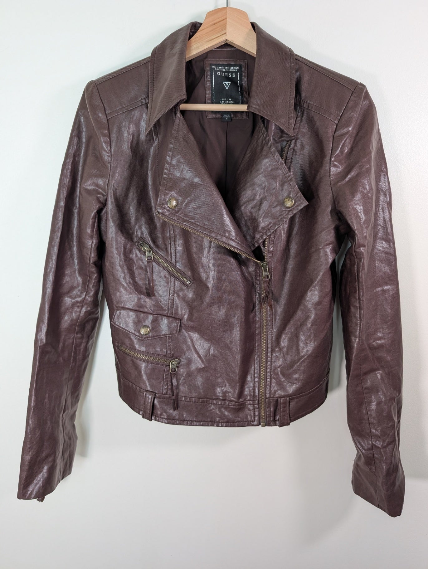 GUESS brown moto jacket - M