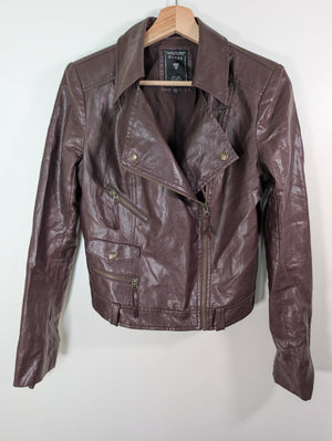 GUESS brown moto jacket - M
