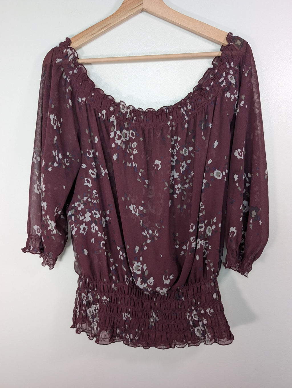 Reitmans plum floral blouse - M