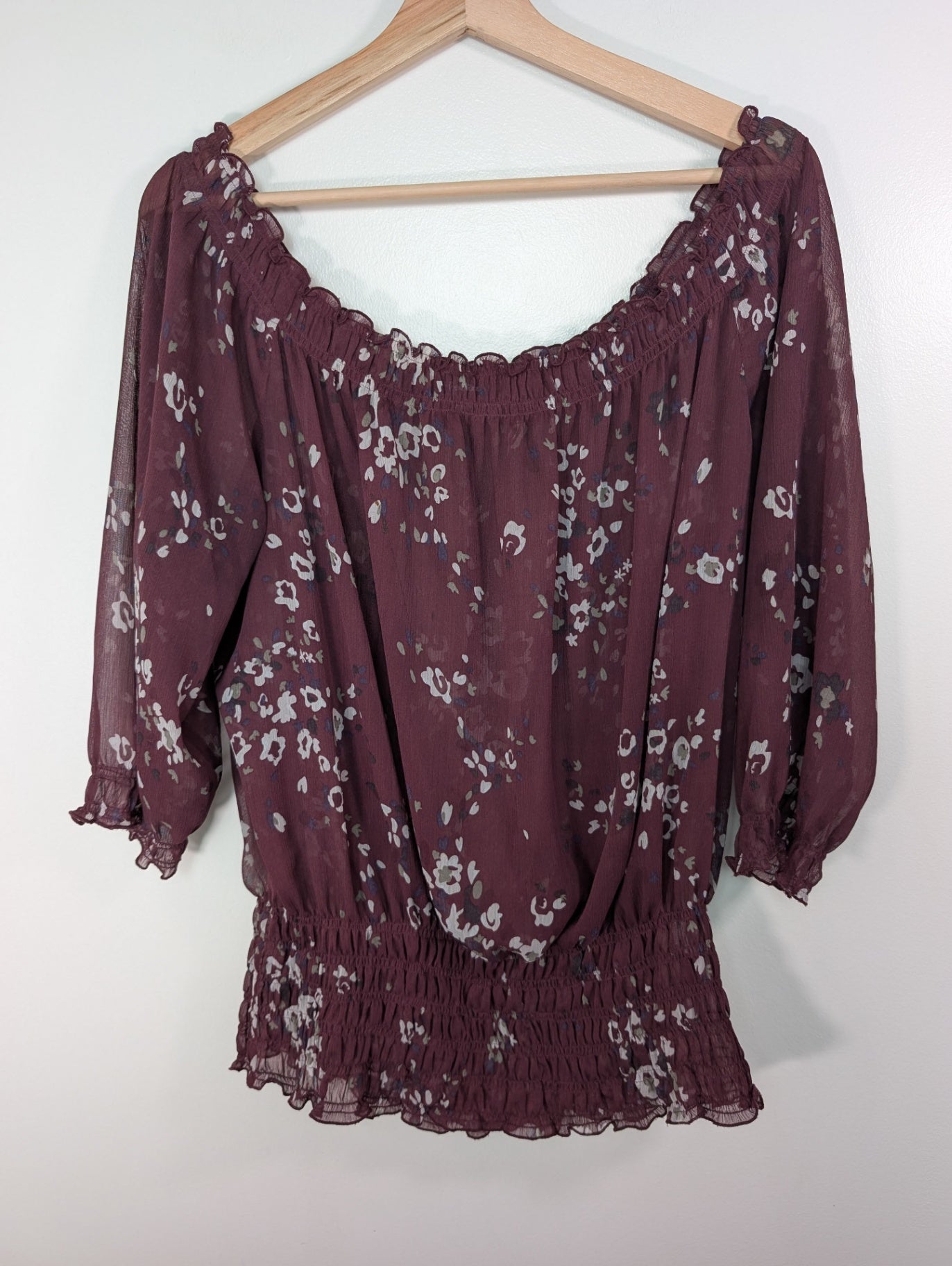 Reitmans plum floral blouse - M