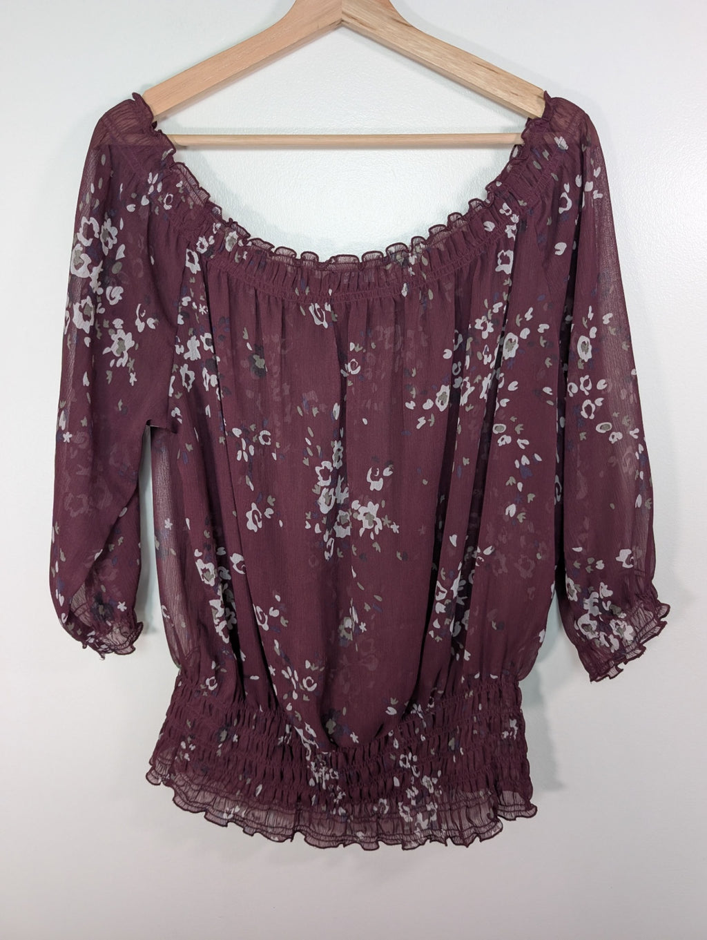 Reitmans plum floral blouse - M