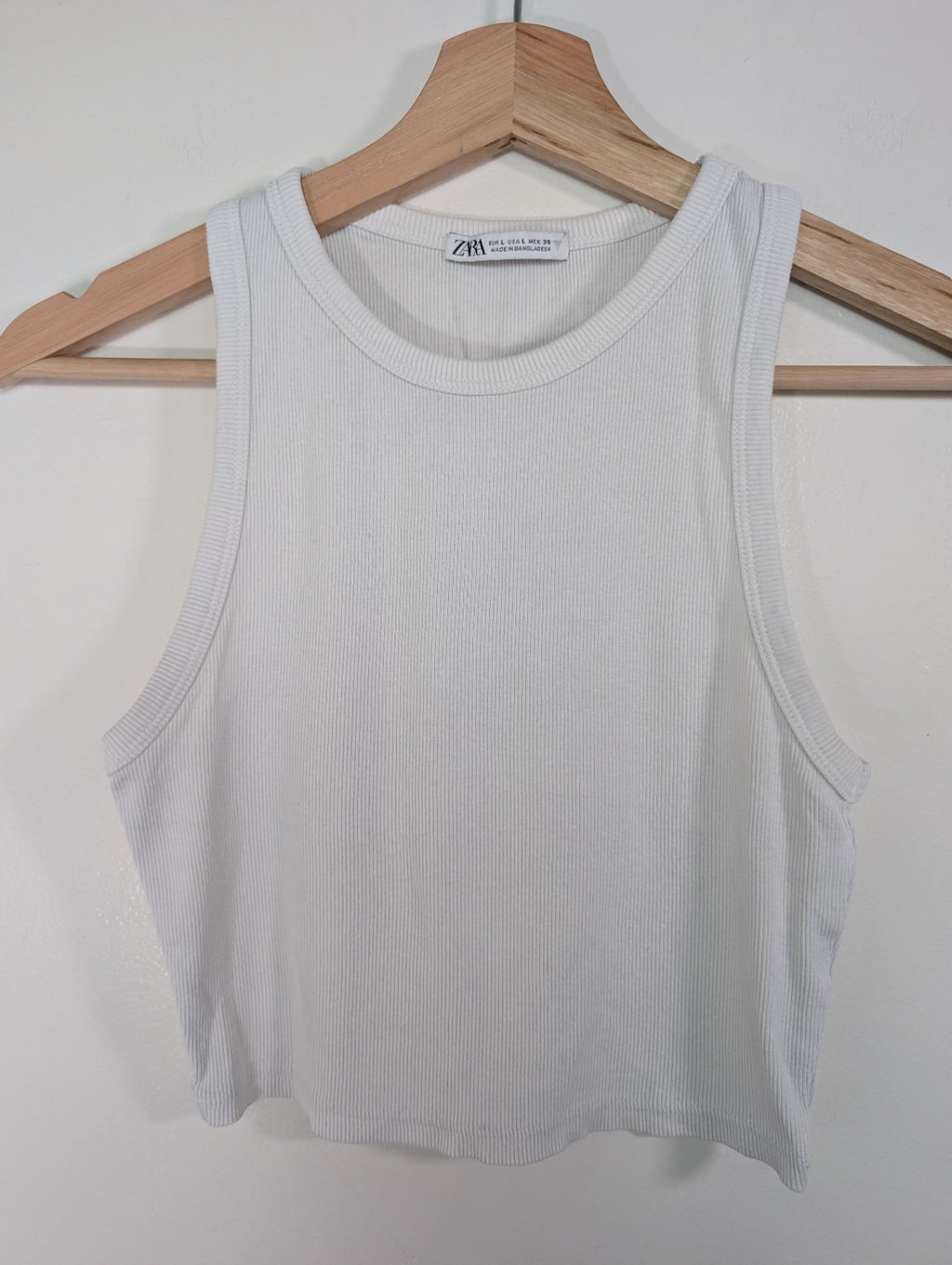 Zara white ribbed tank - L