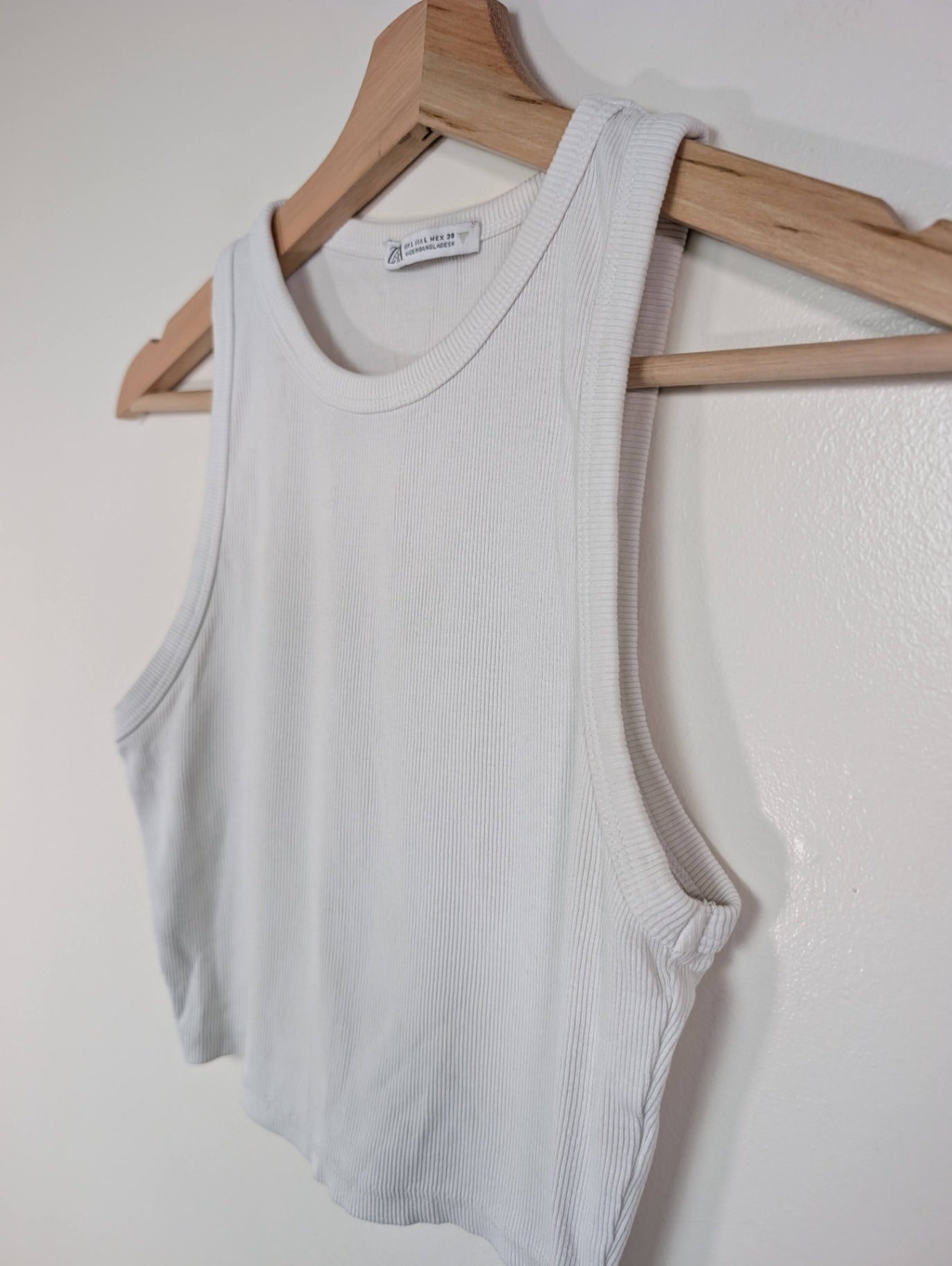 Zara white ribbed tank - L
