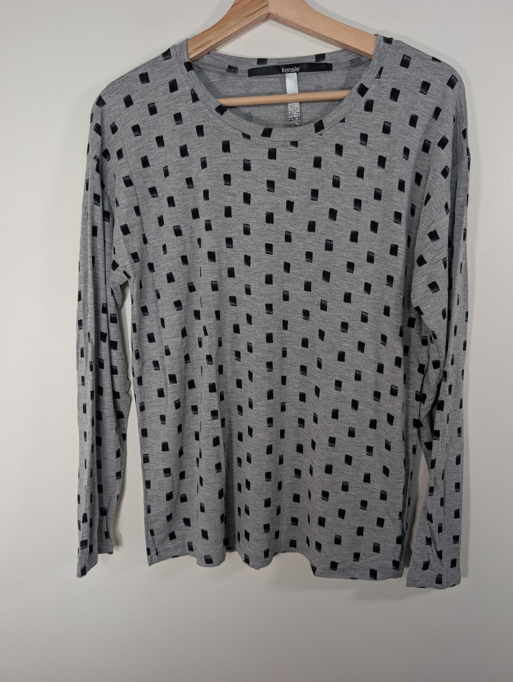 kensie grey polka-square shirt - S