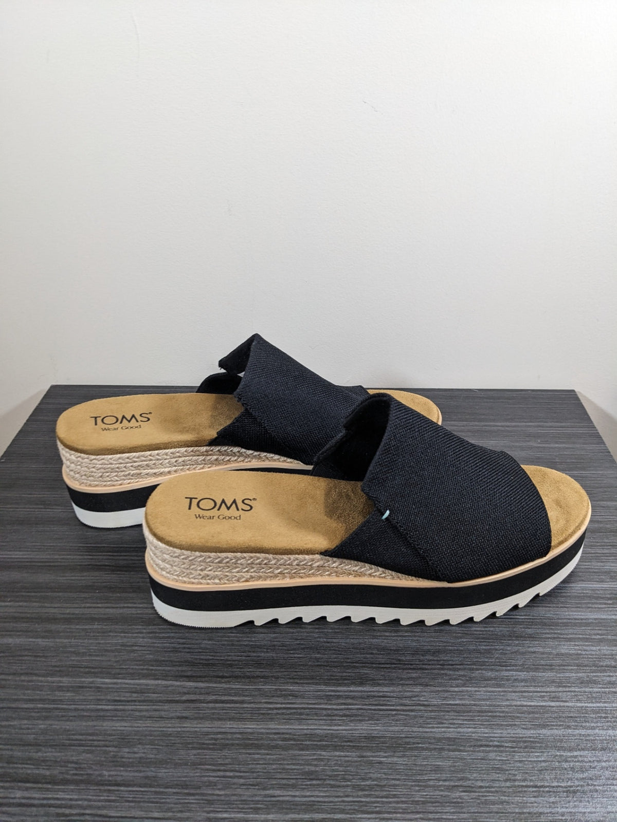 TOMS Black Wedge Sandals - sz 10