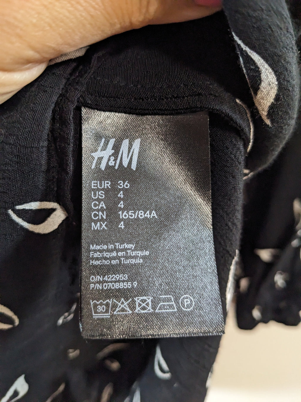 H&M Black Pattern Dress - M