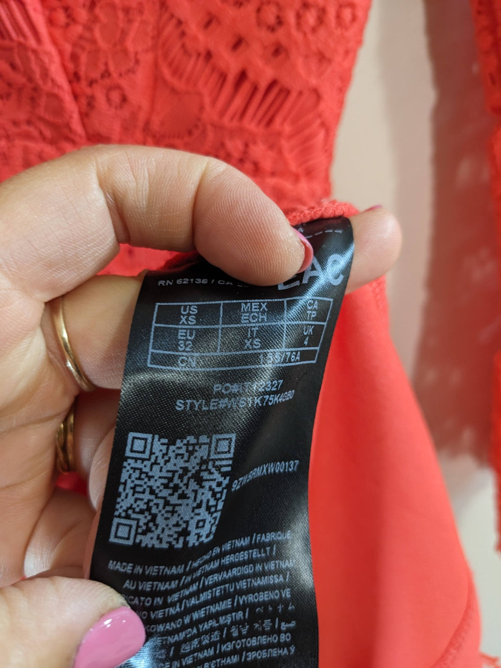 GUESS Red Lace Dress - XS