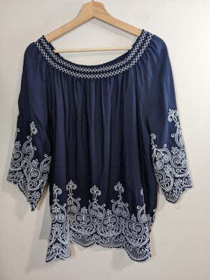 Papillon Navy Blouse- 2XL