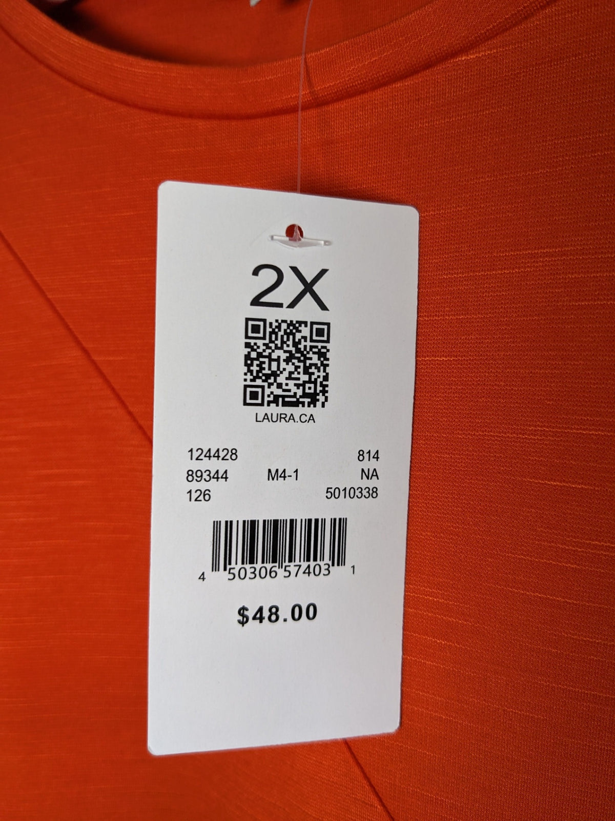 NWT LAURA PLUS Orange Tie T-Shirt - 2X