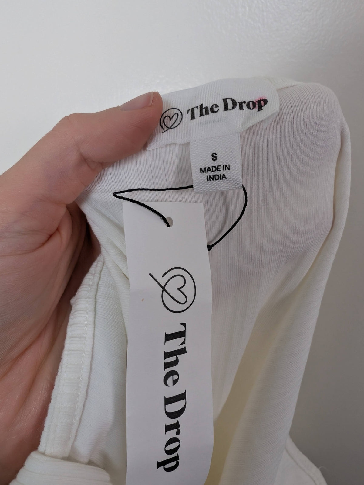 NWT The Drop white ribbed dress - S