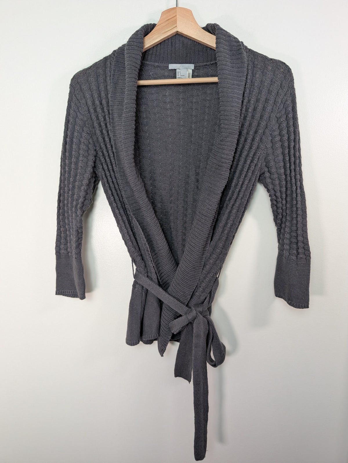 H&M grey belted cardigan - S