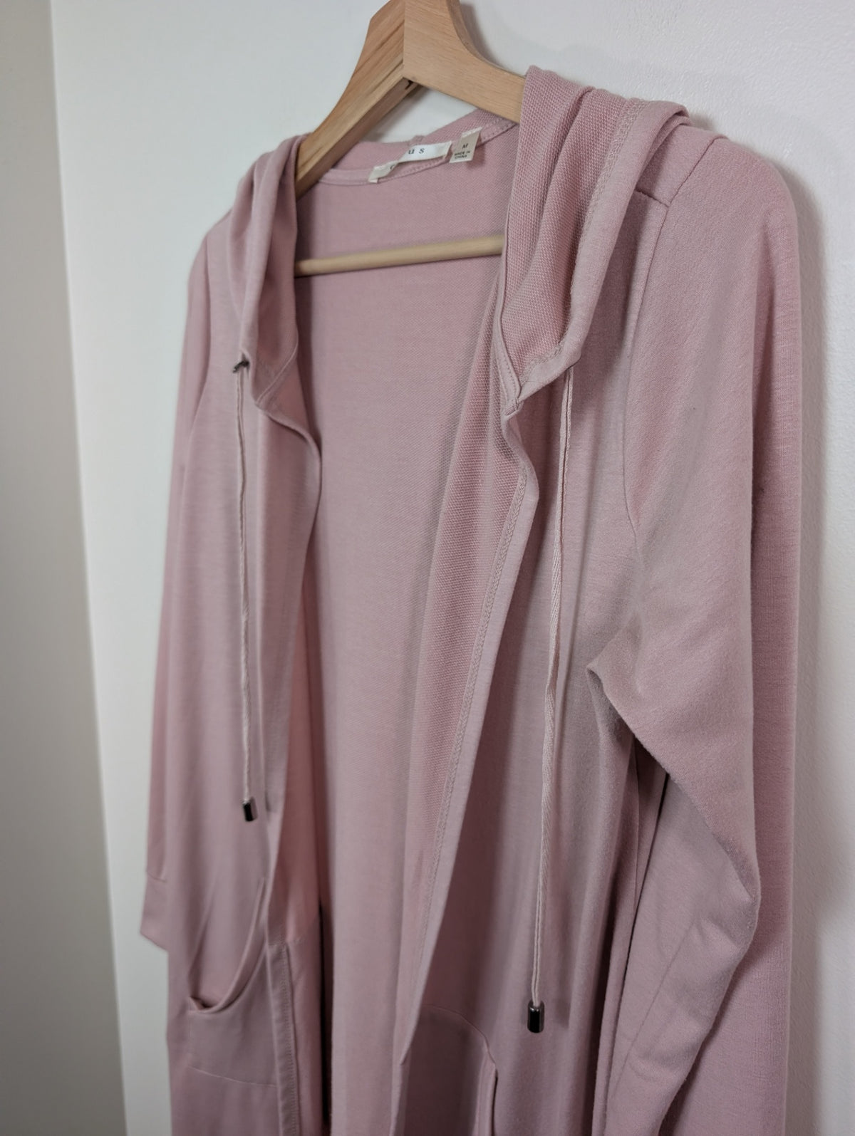 cyrus pink long hooded cardigan - M