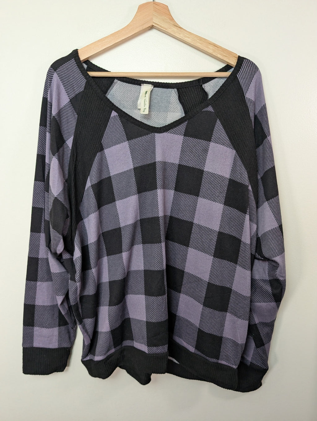 Vanilla Bay purple checkered sweater - M