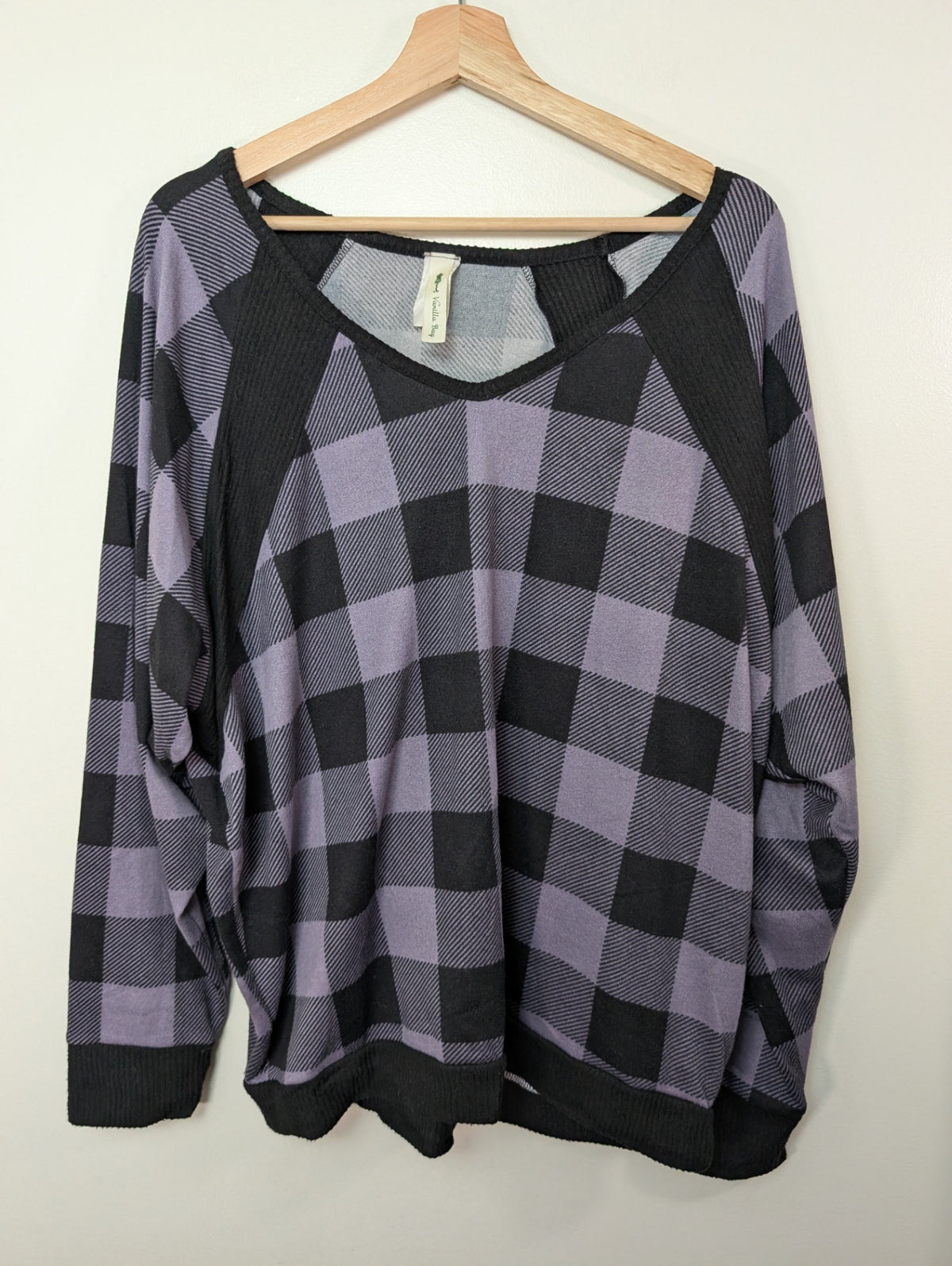 Vanilla Bay purple checkered sweater - M