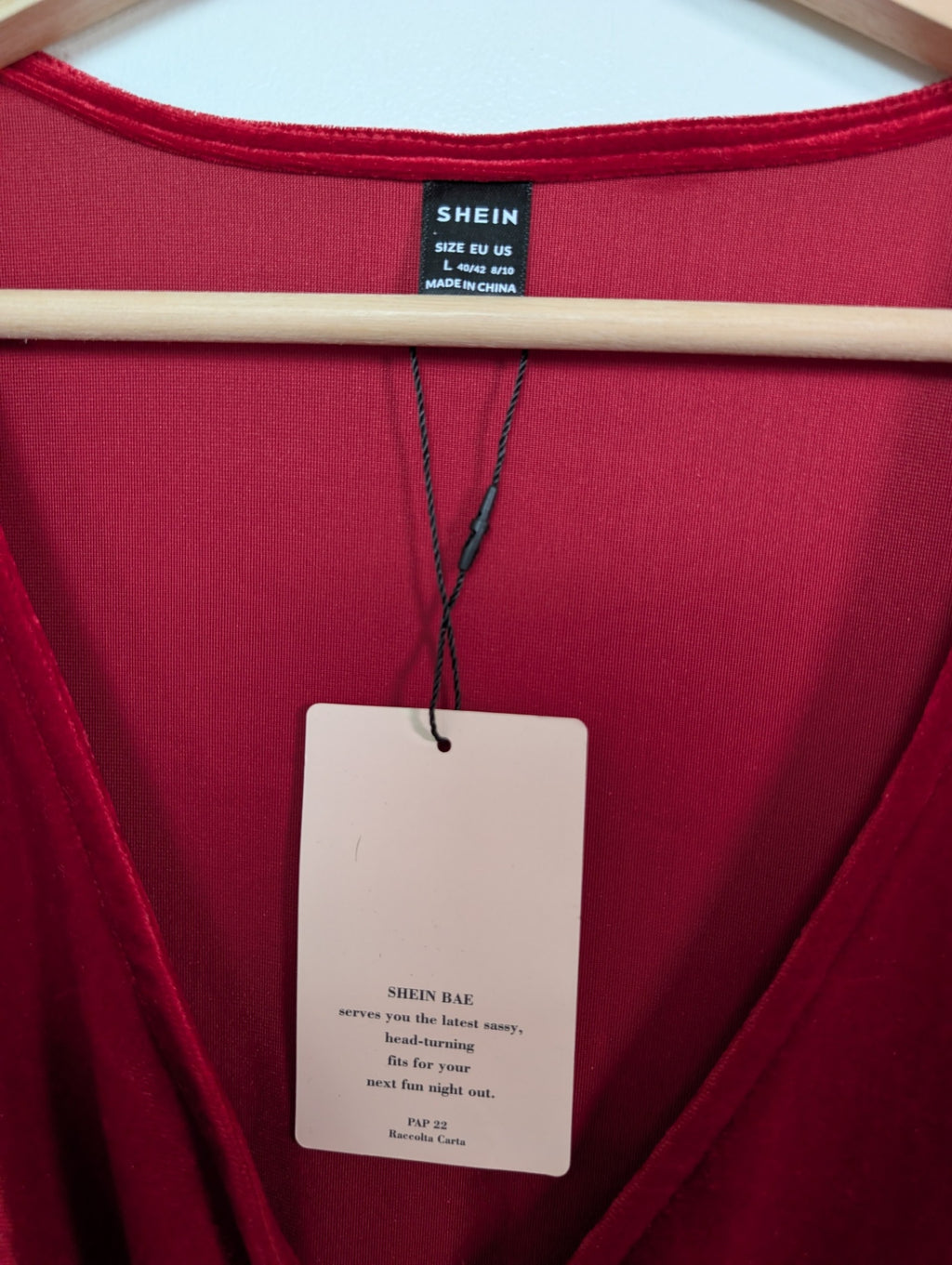 NWT SHEIN red velvet dress - L
