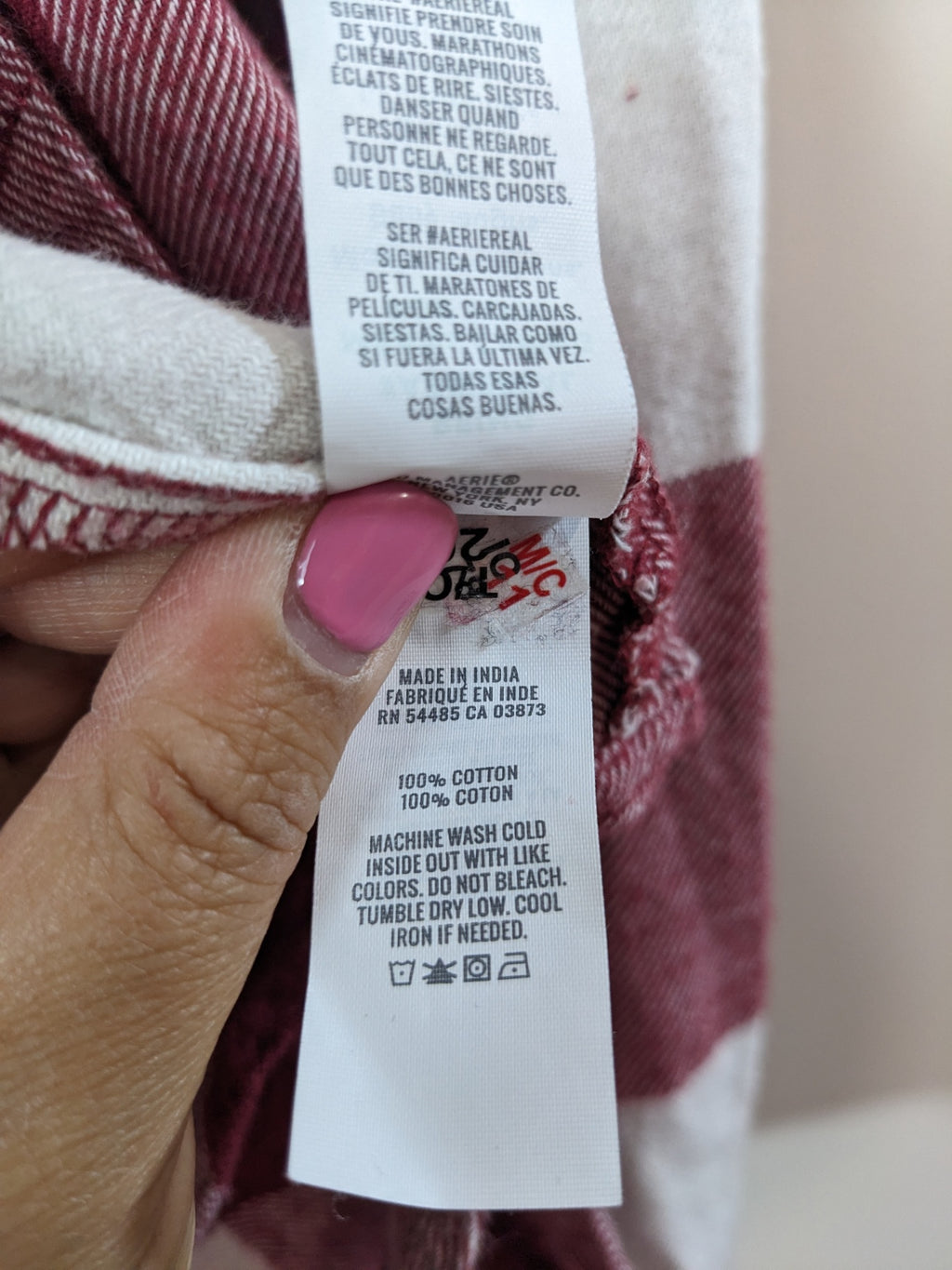 aerie red & white plaid shirt - S