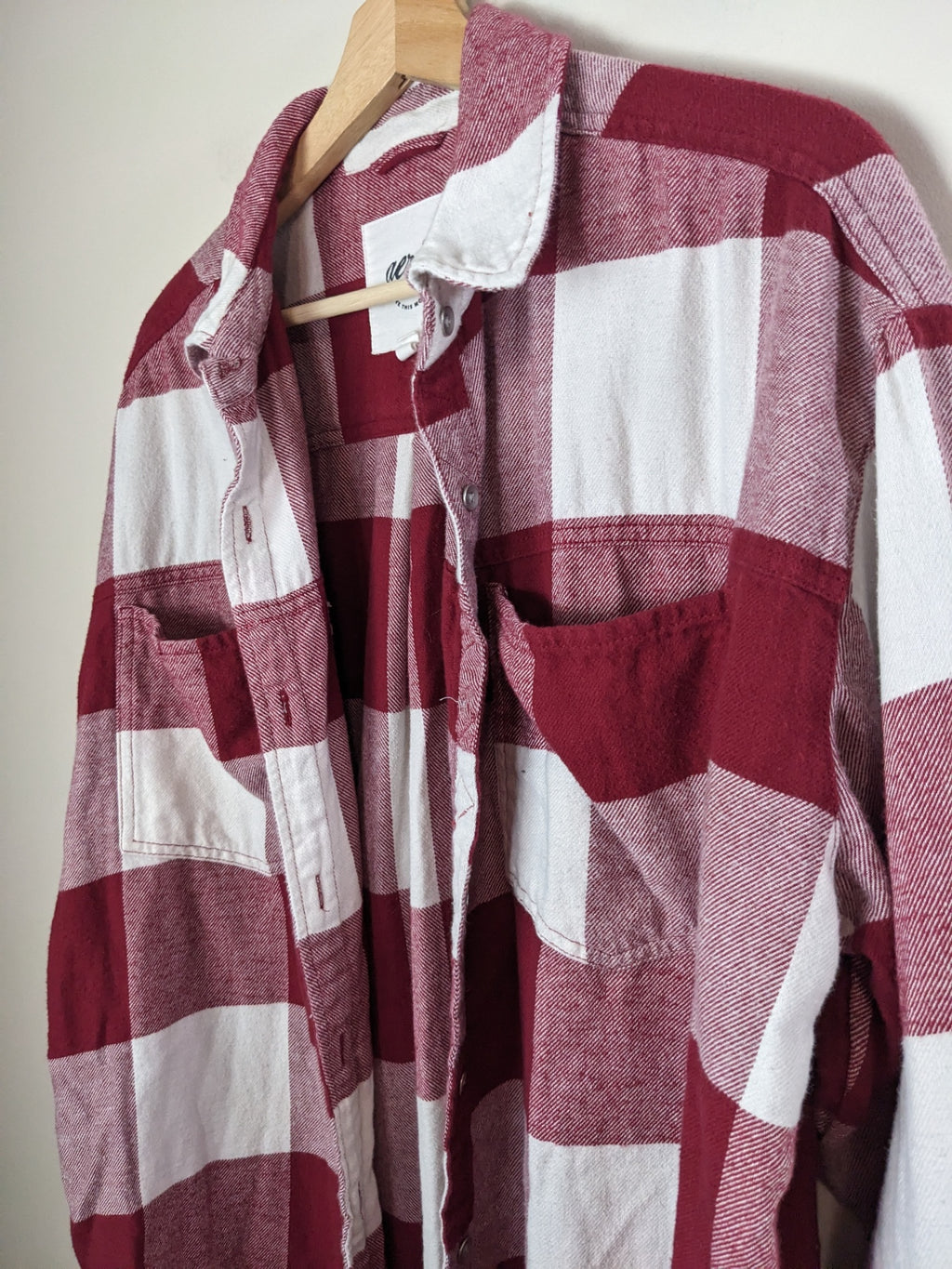 aerie red & white plaid shirt - S