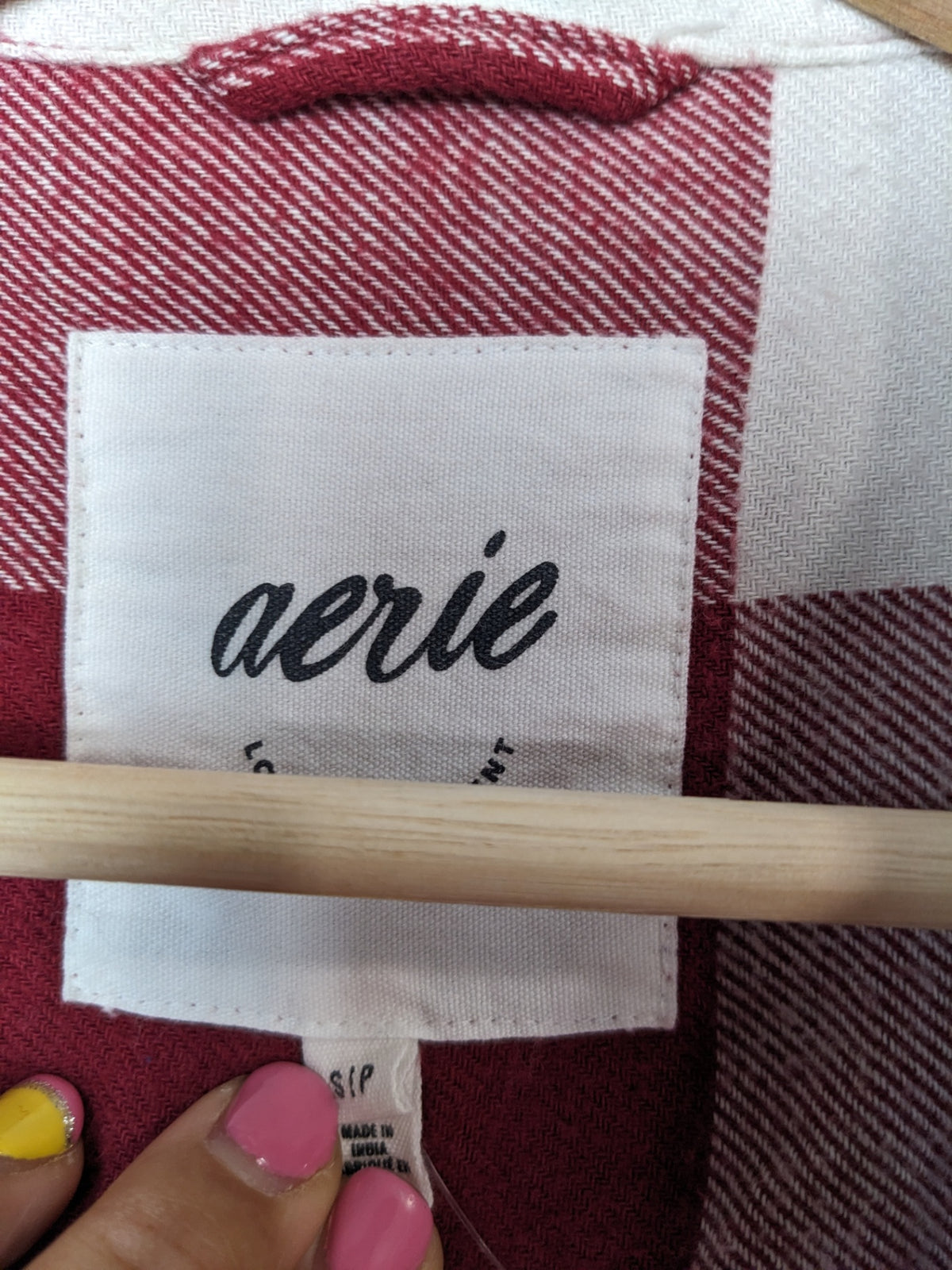 aerie red & white plaid shirt - S