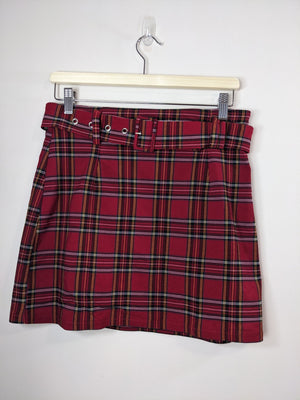 FOREVER 21 red plaid skirt - L