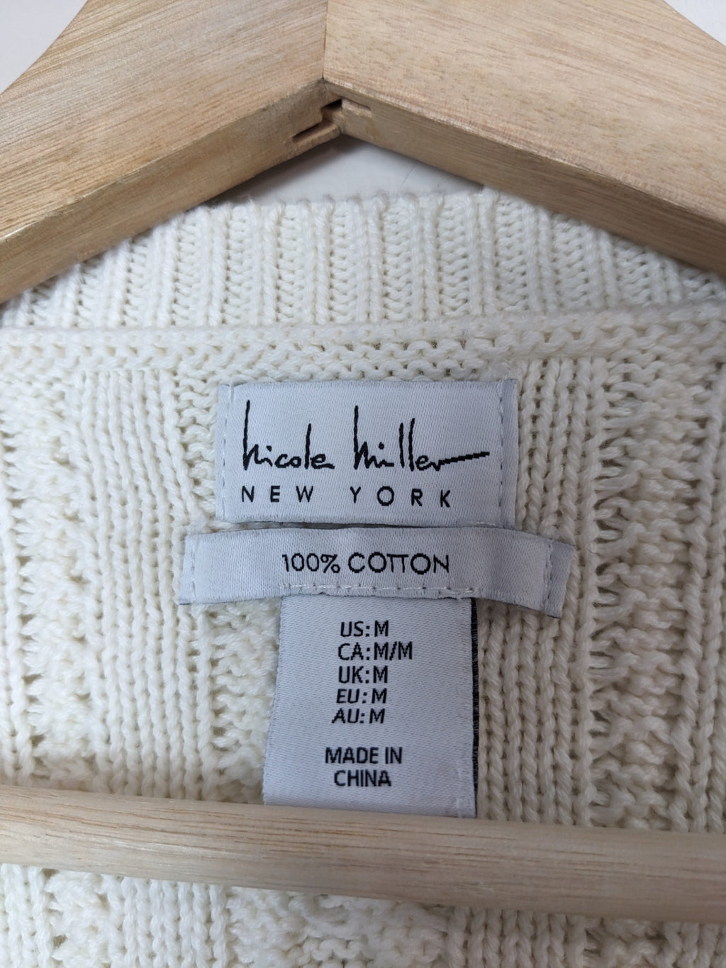 Nicole Miller Cream Cable Knit Sweater - M