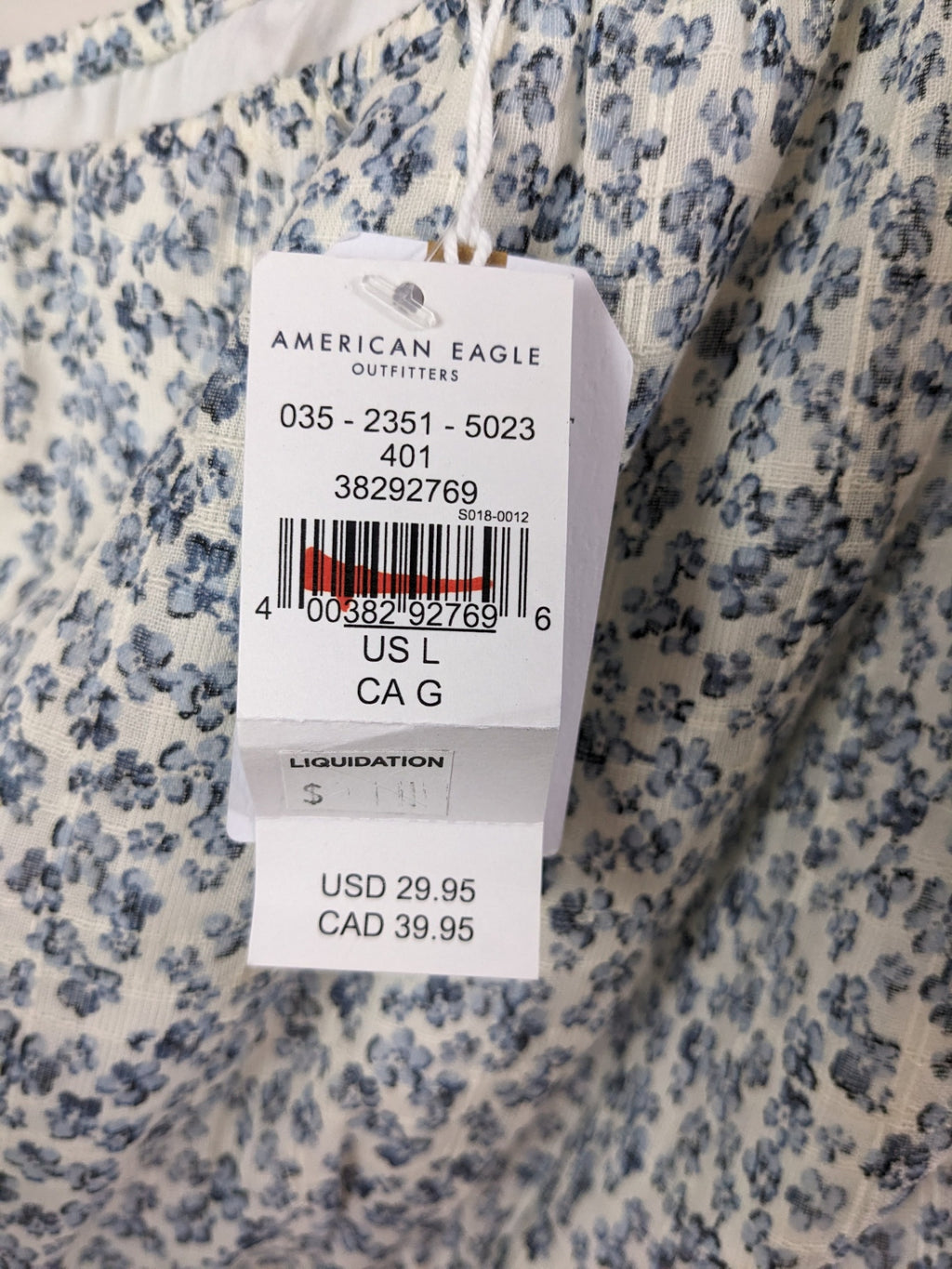 NWT AMERICAN EAGLE Floral One Shoulder Crop Blouse -  L