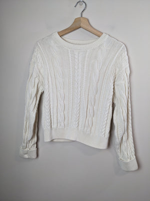 Nicole Miller Cream Cable Knit Sweater - M
