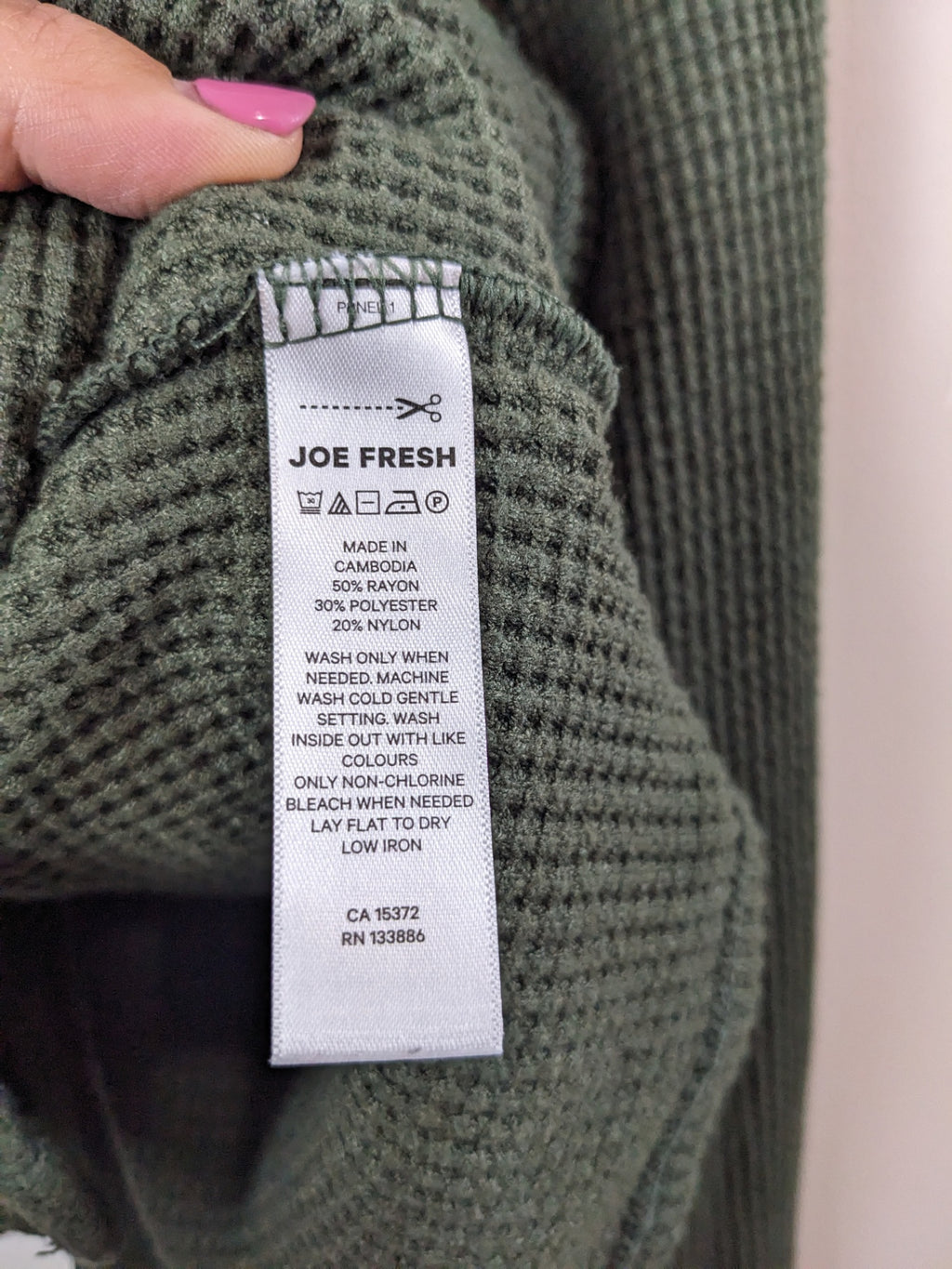 Joe Fresh Green Waffle Long Sleeve - M